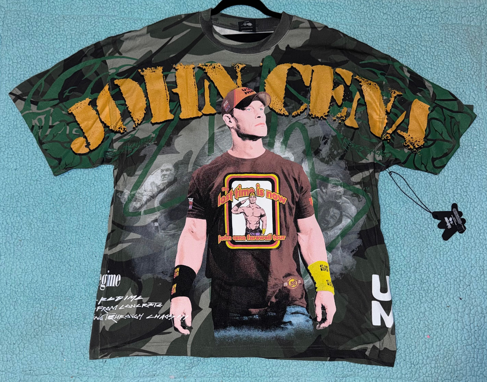 Civil Regime x WWE John Cena Graphic T-Shirt Camo Green XLarge Y2K